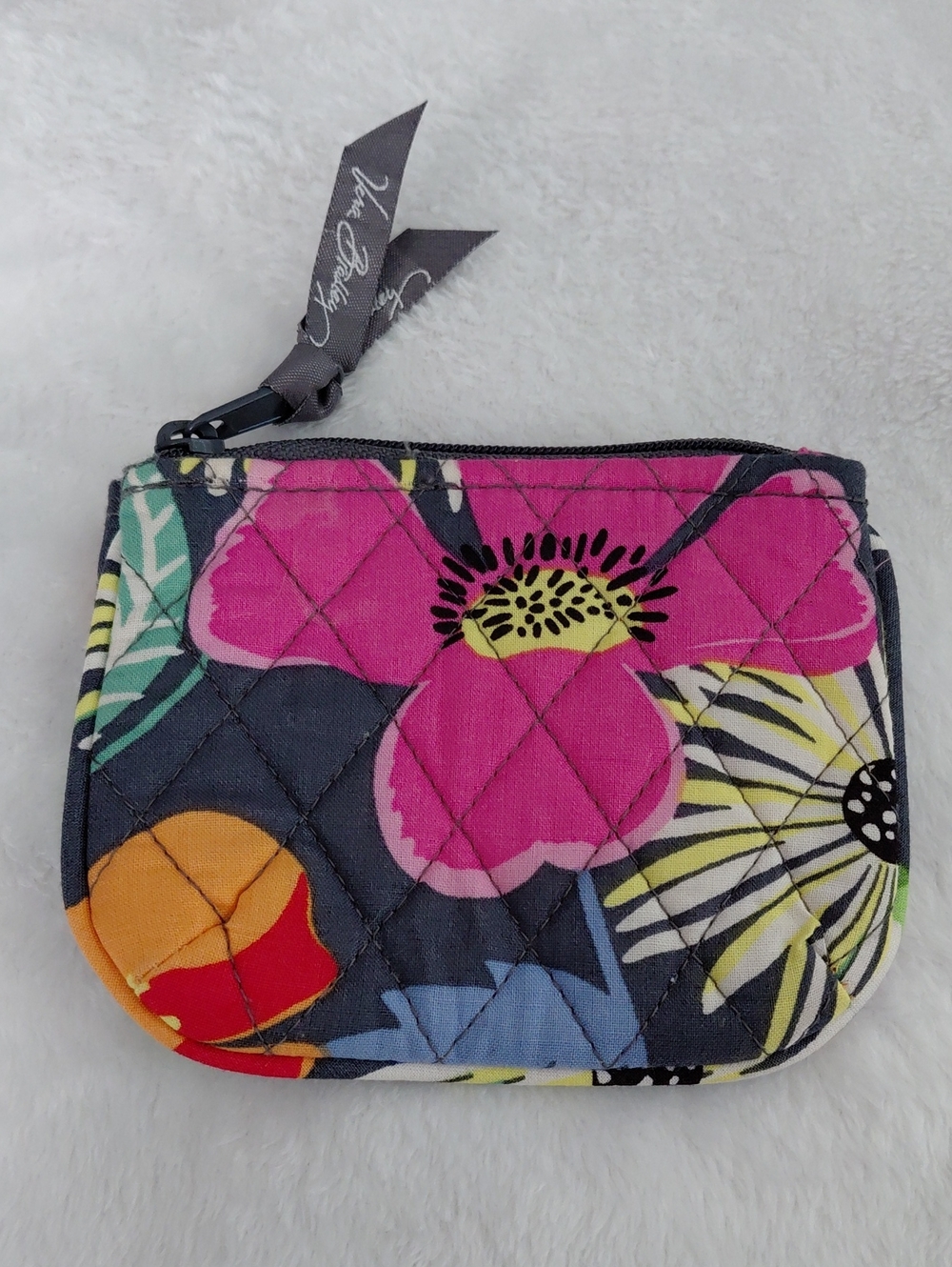 Vera Bradley Quilted Floral Coin Pouch - Pink, Yellow & Blue